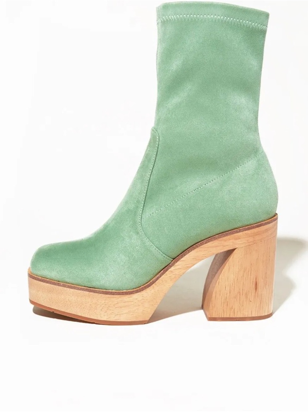 Charlotte Stone Mint Green Suede Platform Ankle Boots Stina In.